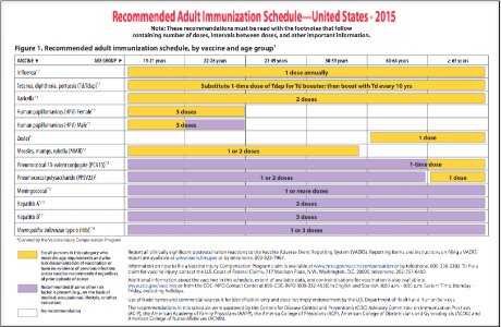 CDC Adult Vaccination Schedule 2015