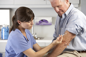 man getting vaccinated