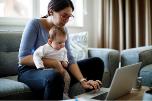 Mom and Baby with laptop
